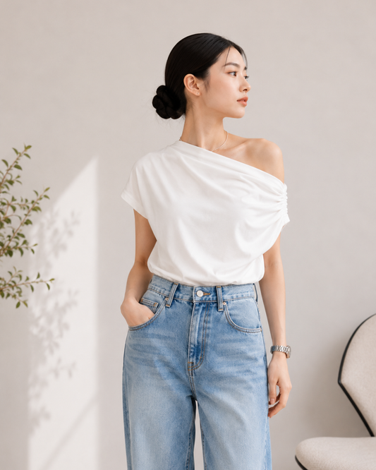 Draped One-Shoulder Top