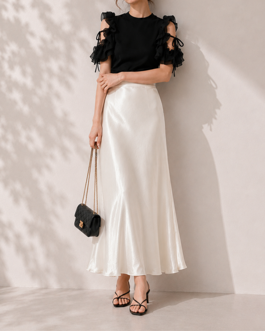 Satin-Like Flare Skirt
