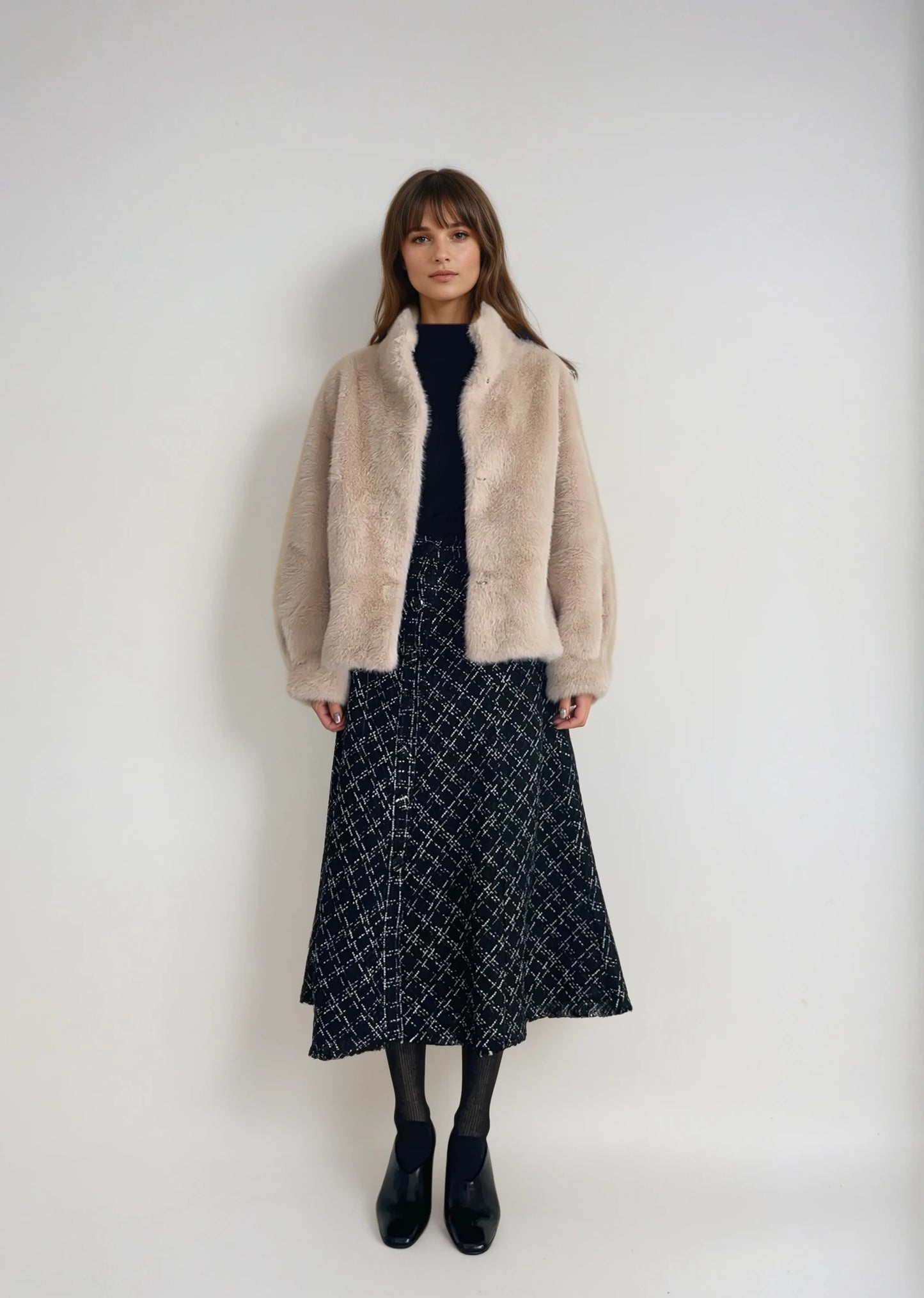 【Sサイズ最短発送あり】Fringe Tweed Flare Skirt