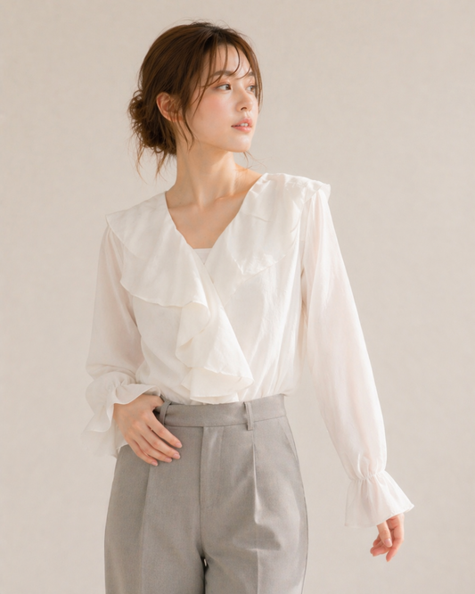 Ruffle V-Neck Blouse