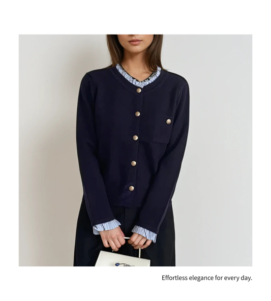 Frill Neck Knit Cardigan【Mサイズ最短発送】