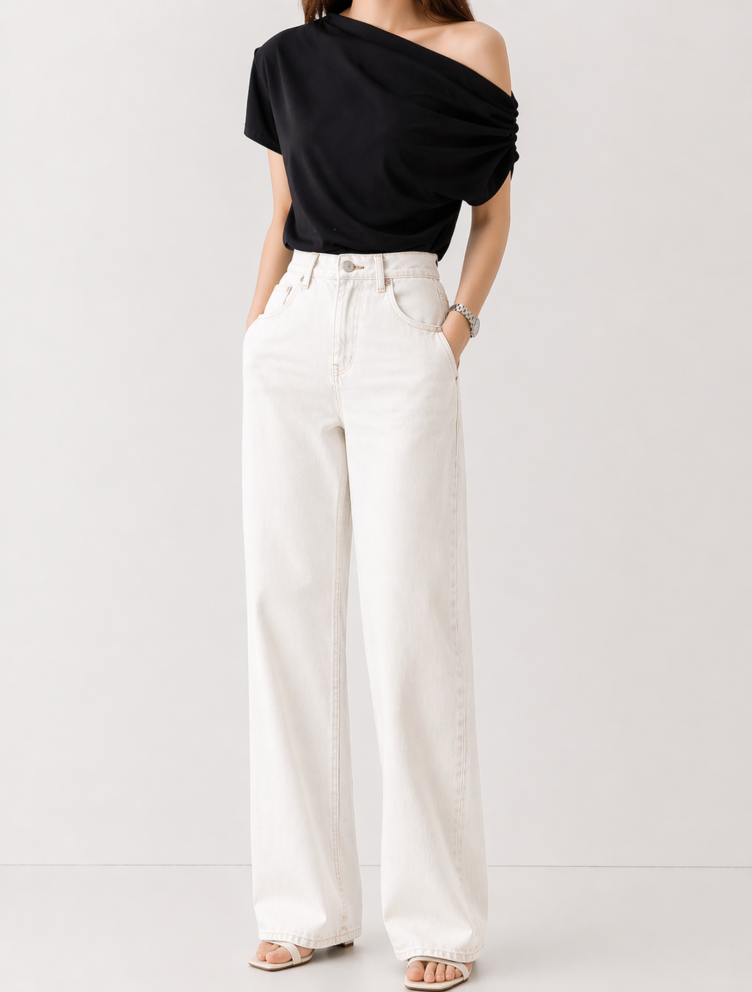 Draped One-Shoulder Top