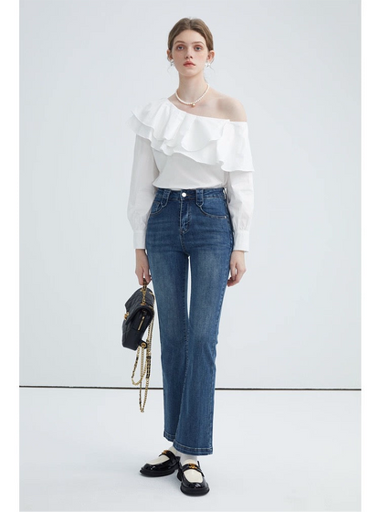 Frill Off-Shoulder Long Sleeve Blouse