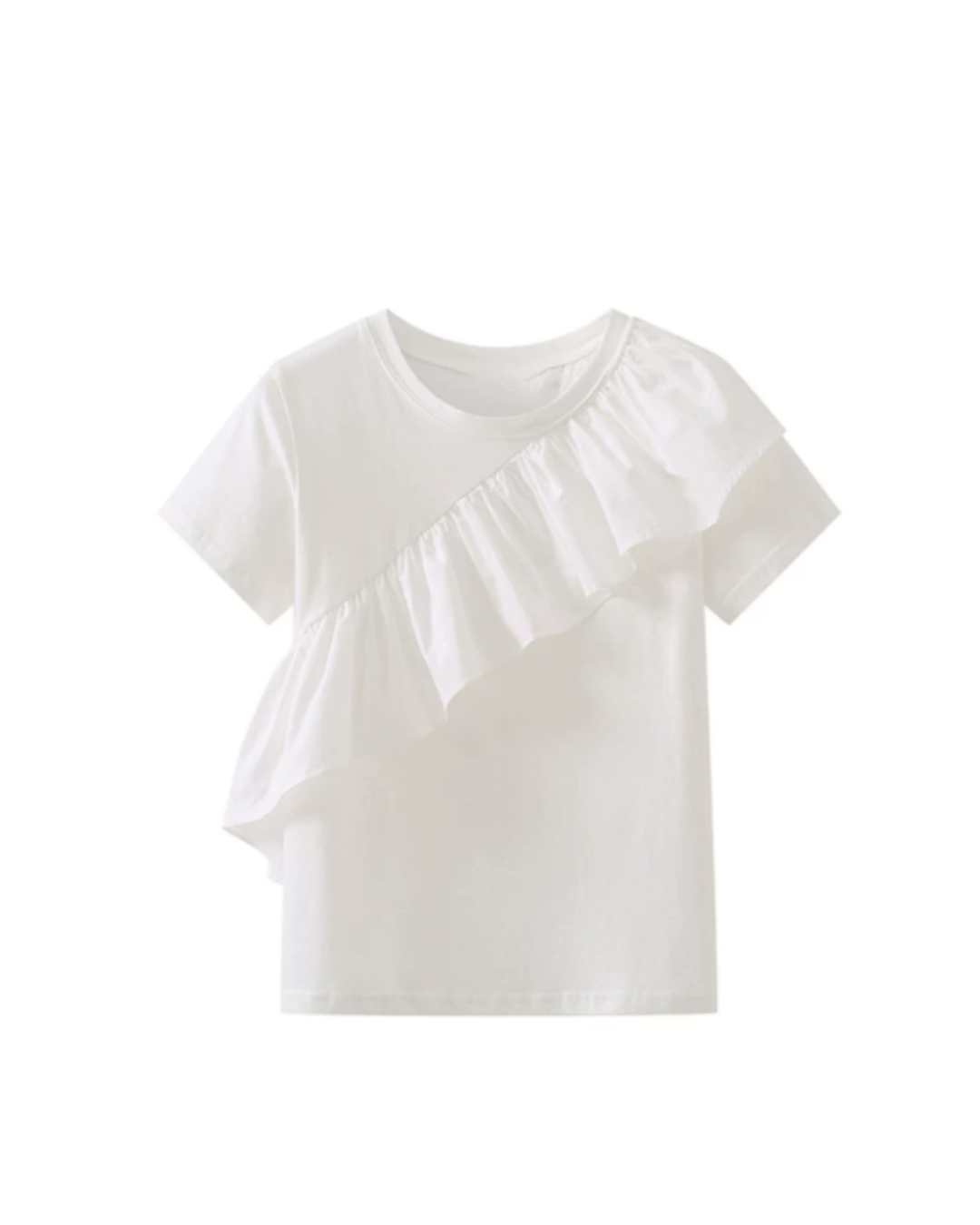アシンメトリーフリルデザインTシャツ