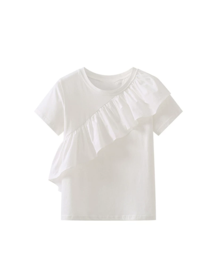 アシンメトリーフリルデザインTシャツ