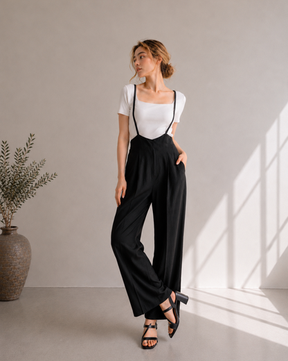 【Classy Form Suspender Pants】