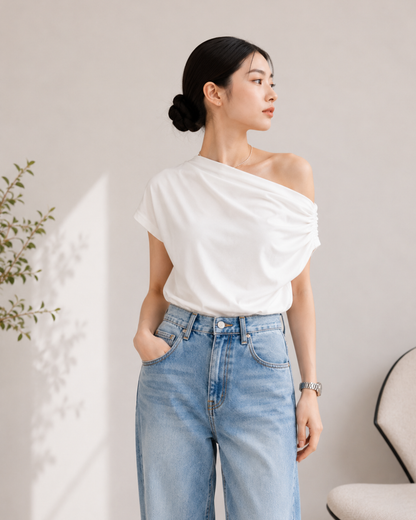 Draped One-Shoulder Top