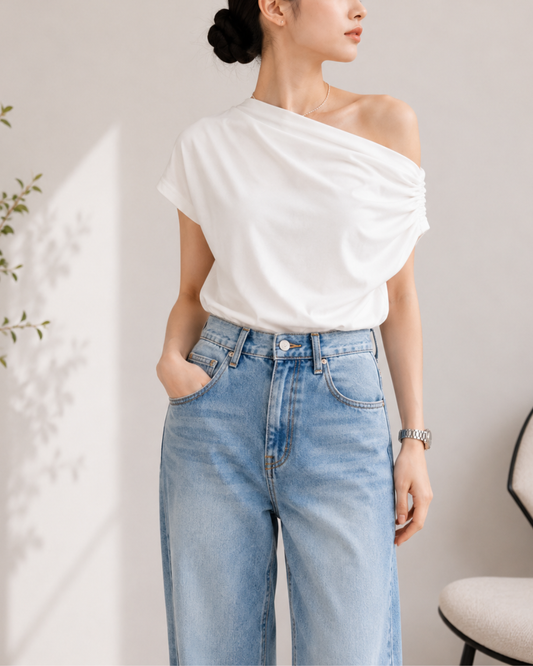 Draped One-Shoulder Top