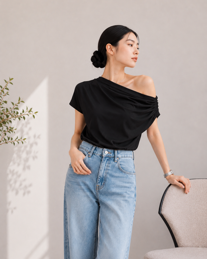 Draped One-Shoulder Top