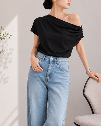 Draped One-Shoulder Top