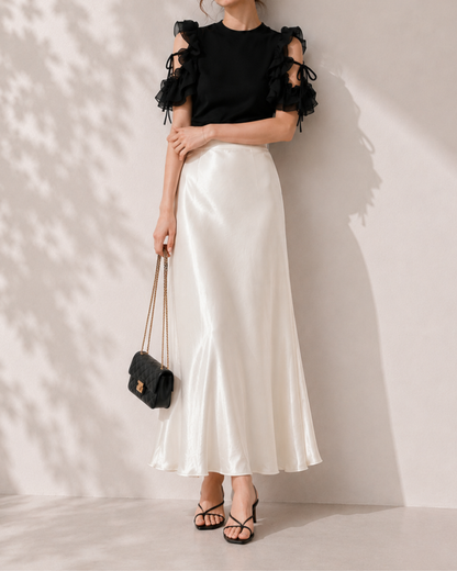 Satin-Like Flare Skirt