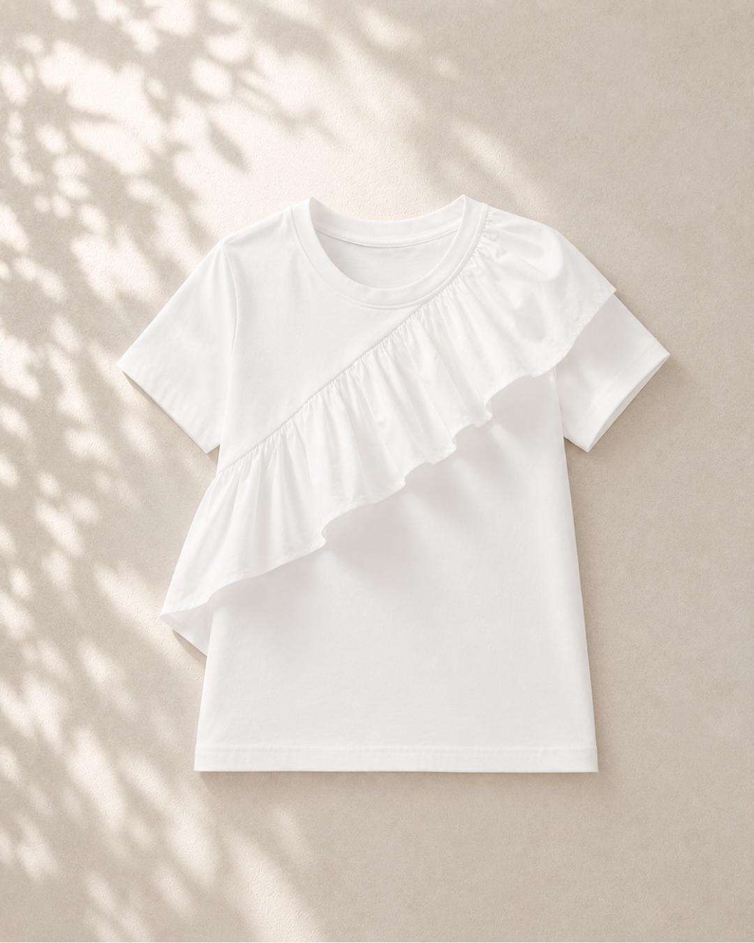 アシンメトリーフリルデザインTシャツ