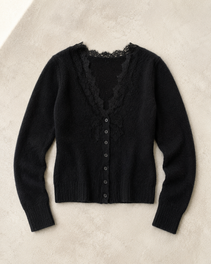 Lace Éclat レーストリムニットカーディガン