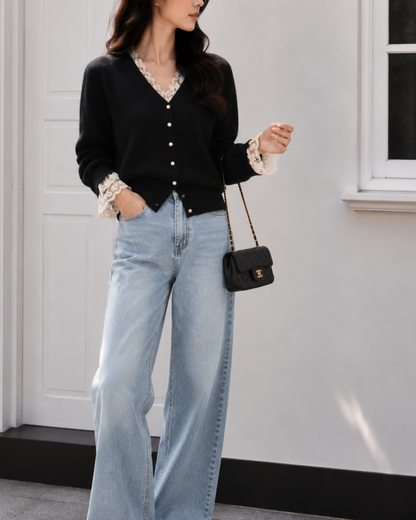 レースレイヤードcardigan