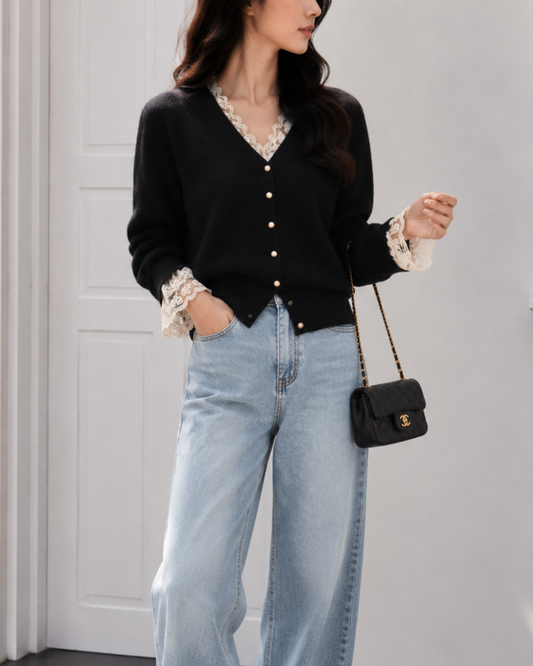 レースレイヤードcardigan