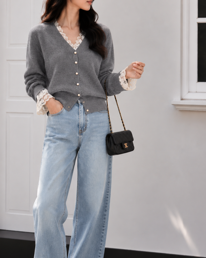 レースレイヤードcardigan