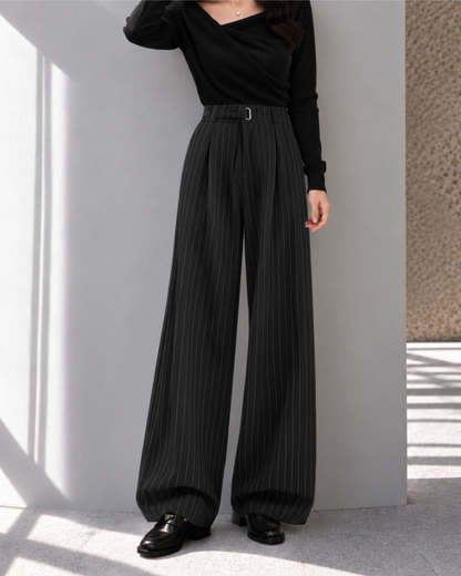 美シルエットストライプワイドパンツ（155㎝～160㎝方向け）