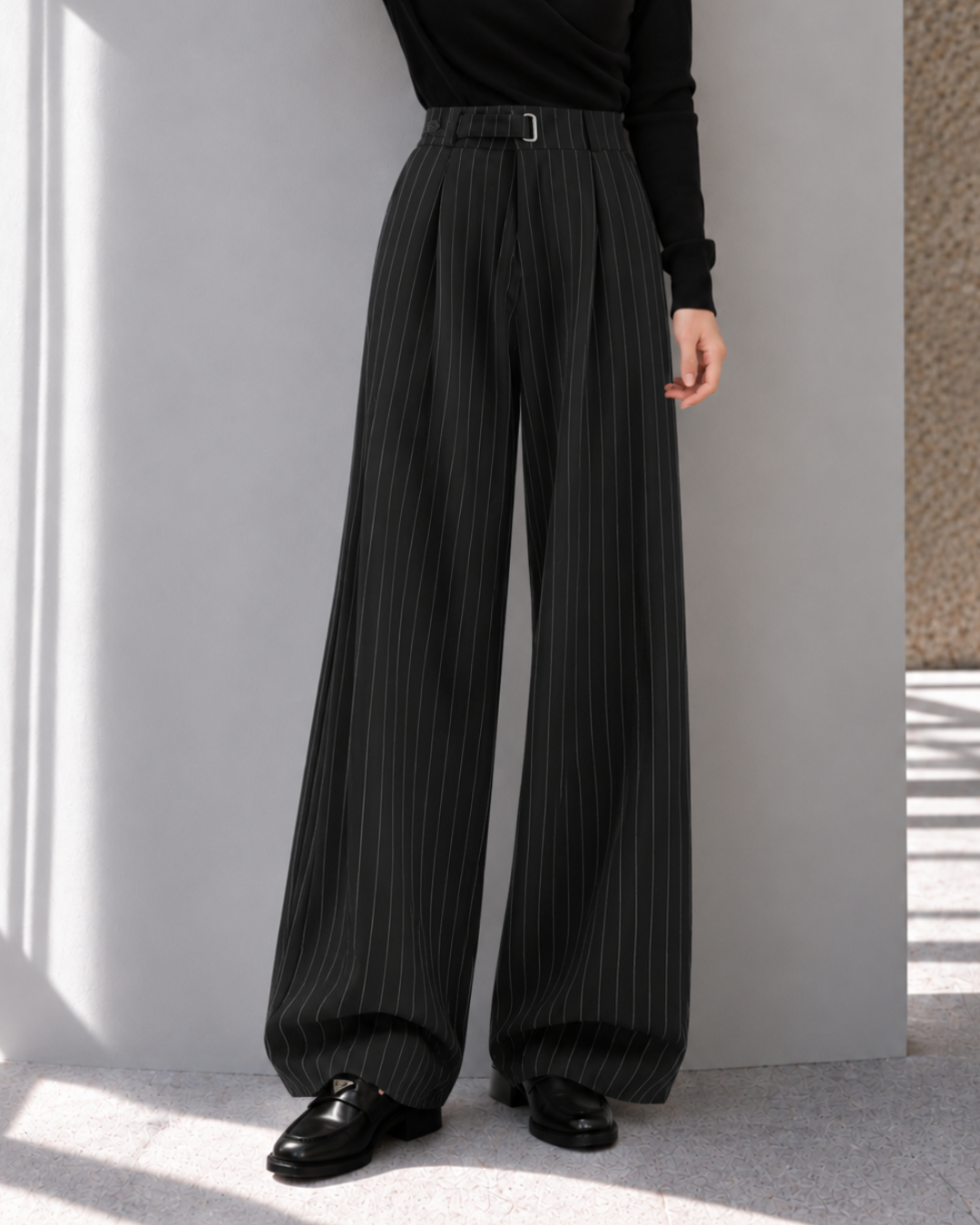 美シルエットストライプワイドパンツ（155㎝～160㎝方向け）