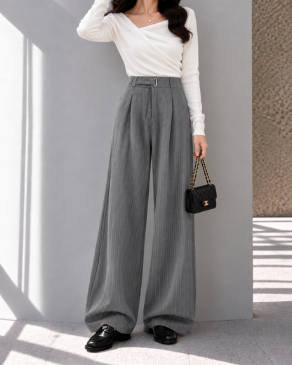 美シルエットストライプワイドパンツ（155㎝～160㎝方向け）