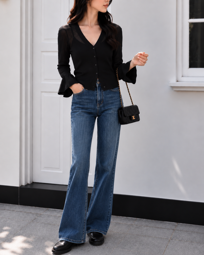 美シルエットフレアデニムパンツ（157㎝～163㎝の方向け）
