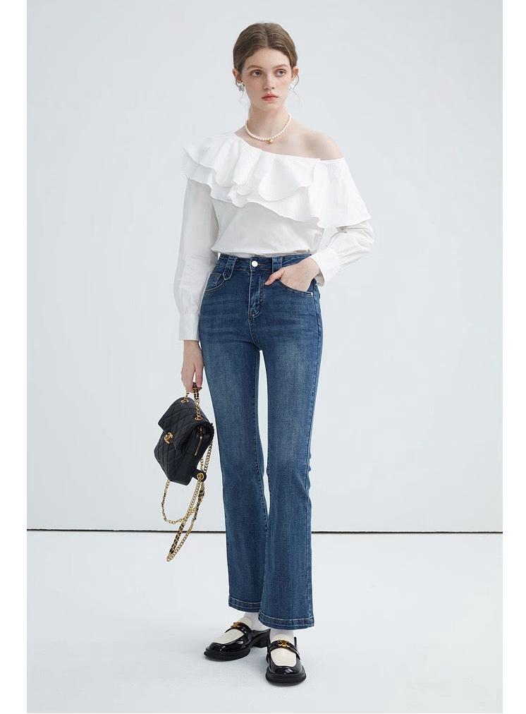 Frill Off-Shoulder Long Sleeve Blouse