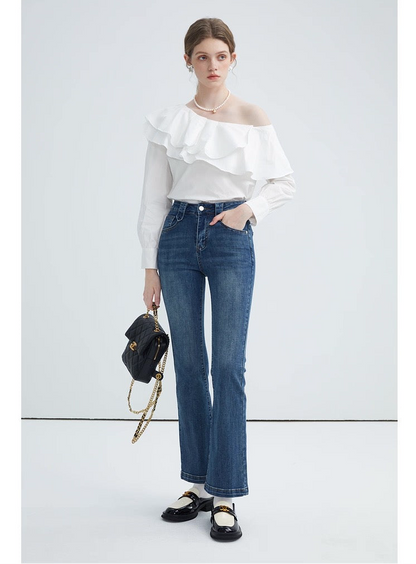 Frill Off-Shoulder Long Sleeve Blouse
