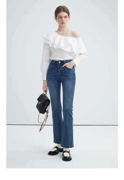 Frill Off-Shoulder Long Sleeve Blouse