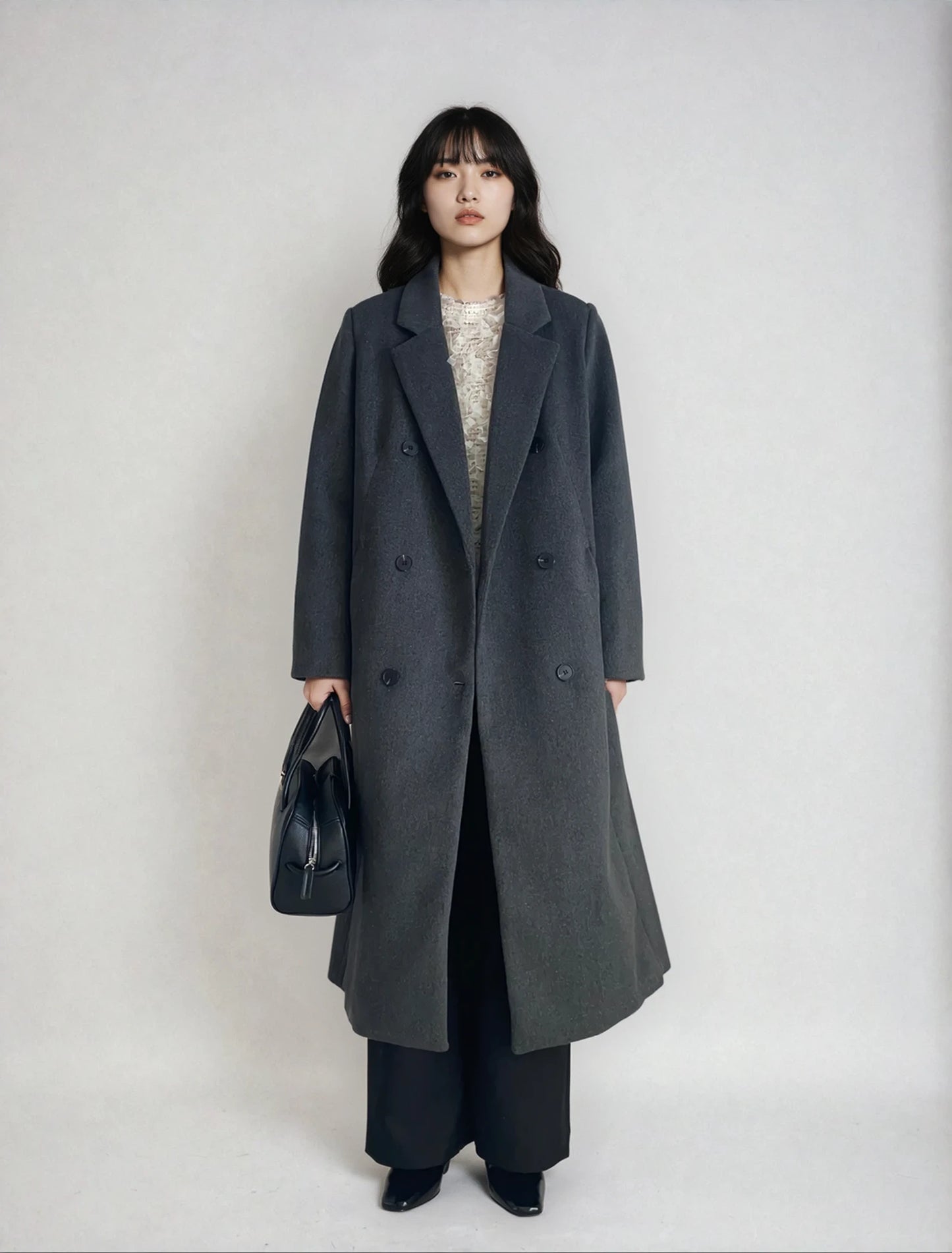Premium Wool Blend Long Coat【GraySサイズ最短発送あり】