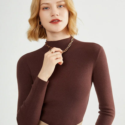 Soft Touch High Neck Knit Top【mocha brown 最短発送】