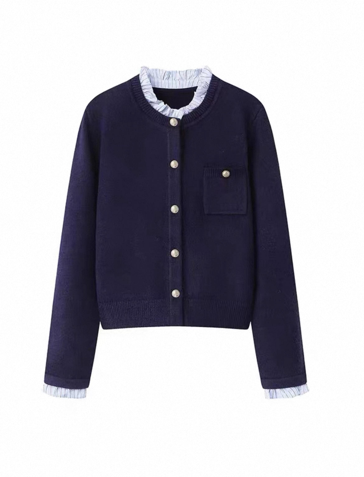 Frill Neck Knit Cardigan【Mサイズ最短発送】