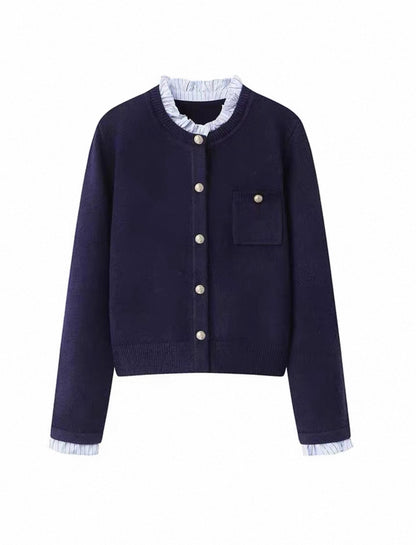 Frill Neck Knit Cardigan【Mサイズ最短発送】