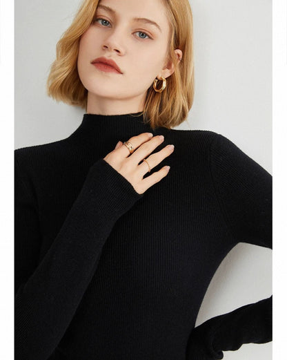 Soft Touch High Neck Knit Top【mocha brown 最短発送】