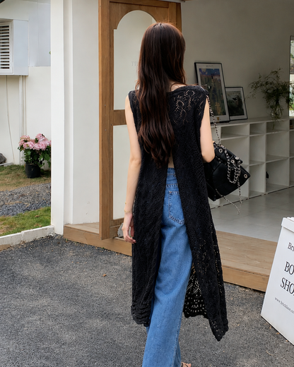 2WAYレースロングジレトップス