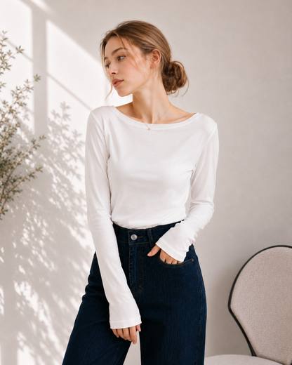 Smooth Fit Boat Neck Top