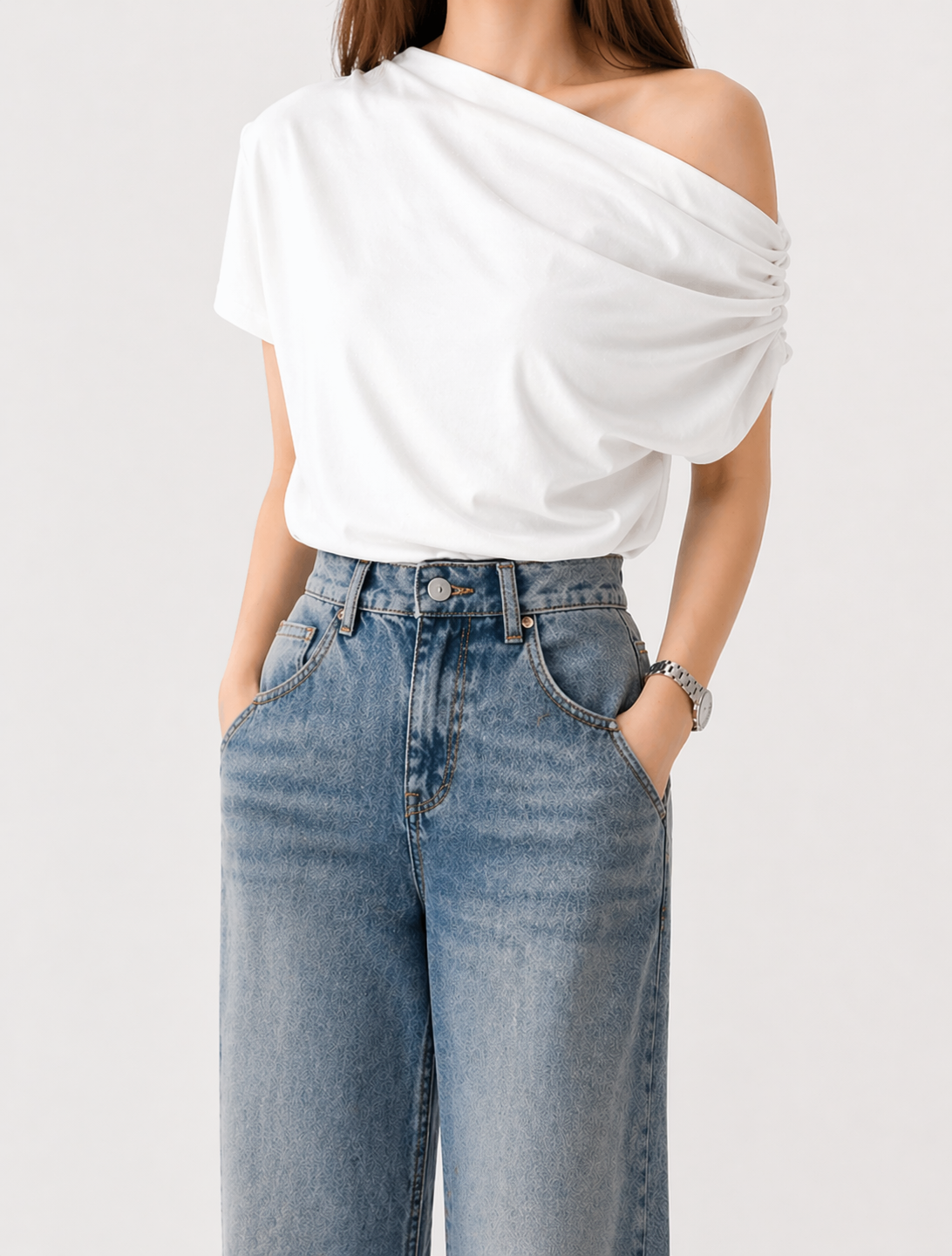 Draped One-Shoulder Top