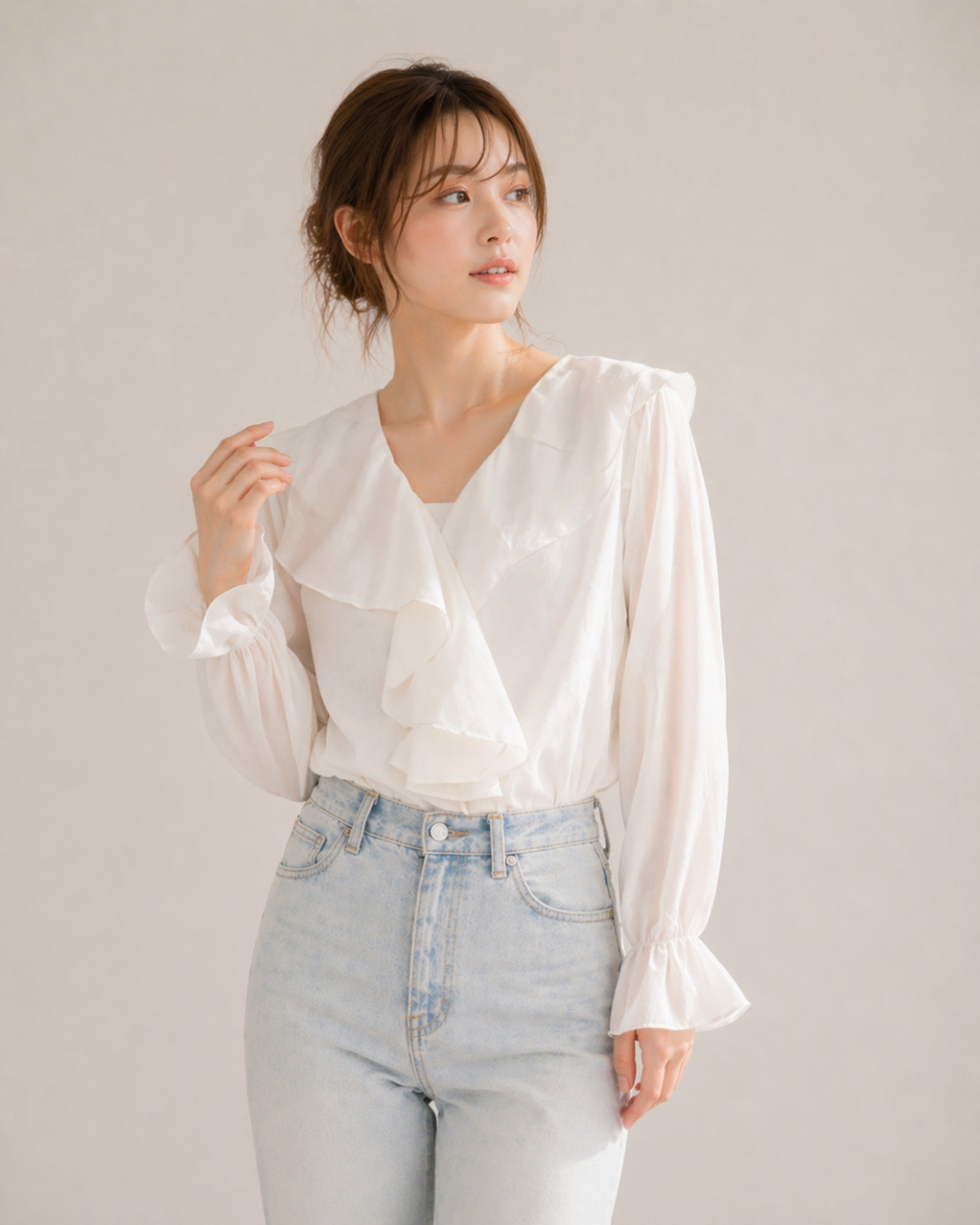 Ruffle V-Neck Blouse
