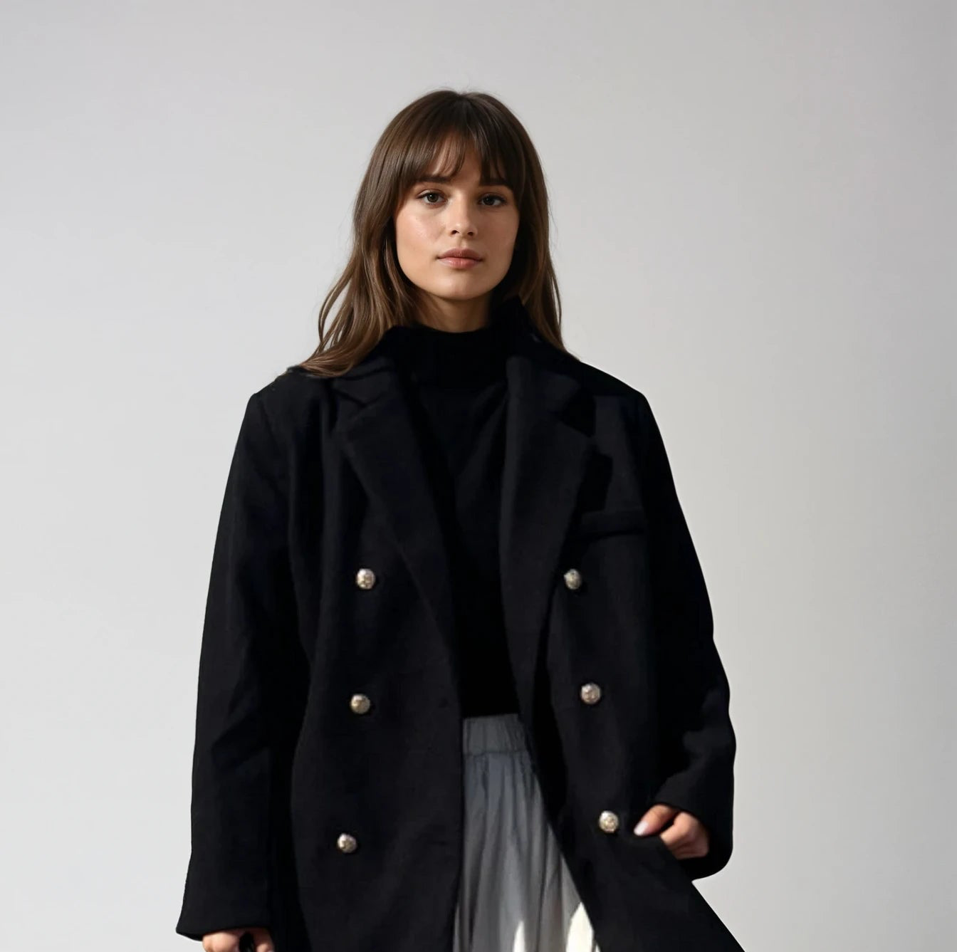 Quilted Golden Button Tailored Coat