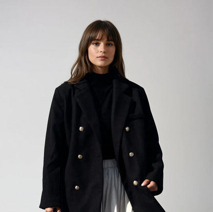 Quilted Golden Button Tailored Coat