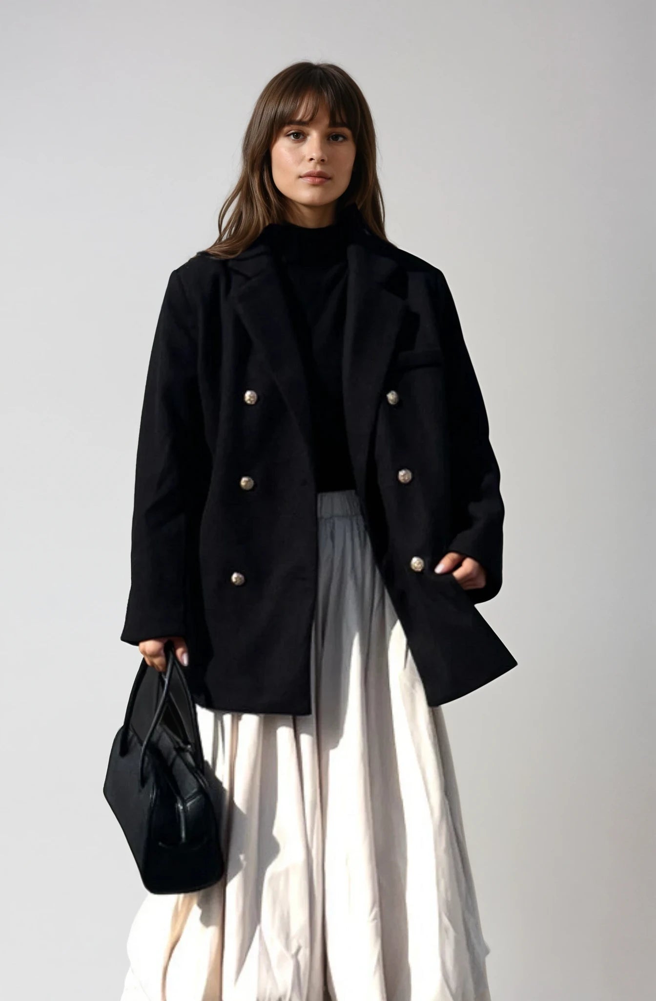 Quilted Golden Button Tailored Coat