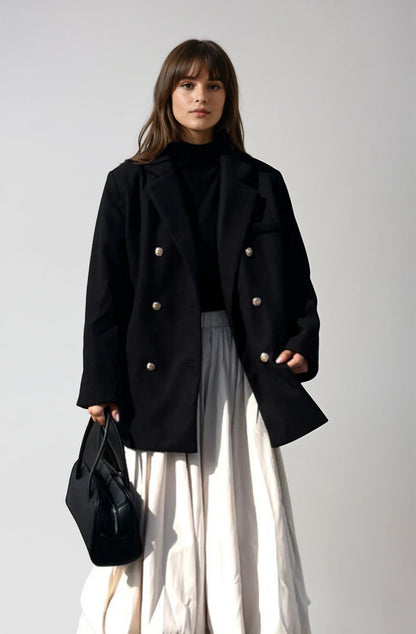 Quilted Golden Button Tailored Coat