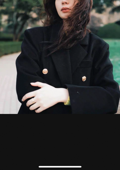 Quilted Golden Button Tailored Coat