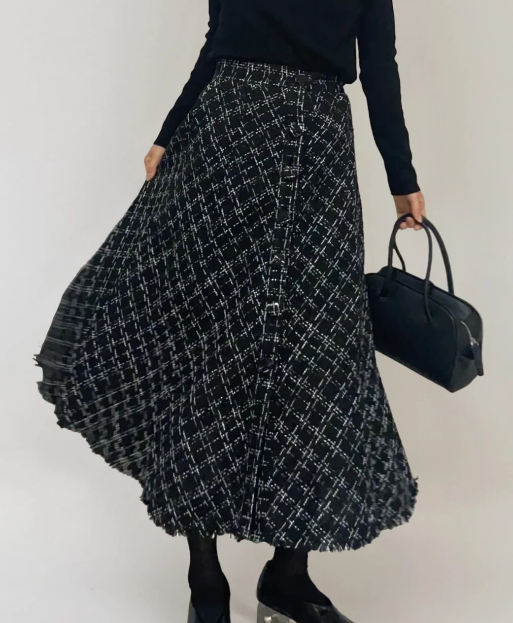 【Sサイズ最短発送あり】Fringe Tweed Flare Skirt