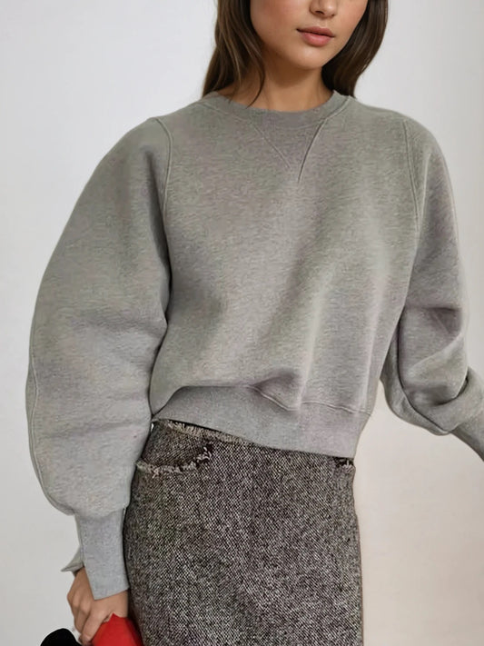 【Gray M 最短発送あり】肉厚・裏起毛 ボリュームスリーブトレーナー