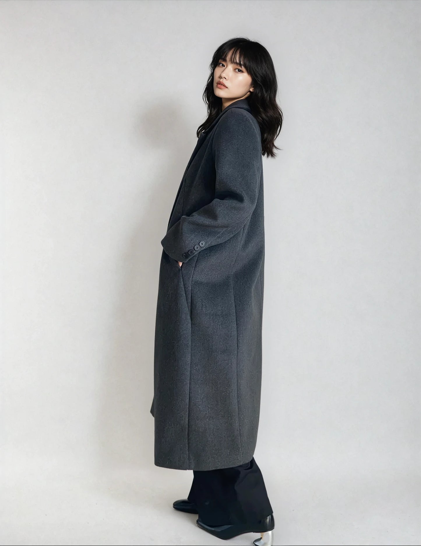 Premium Wool Blend Long Coat【GraySサイズ最短発送あり】