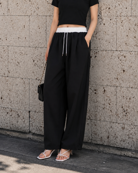 レイヤードウエスト ワイドパンツ
