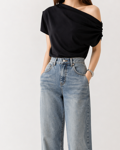 Draped One-Shoulder Top