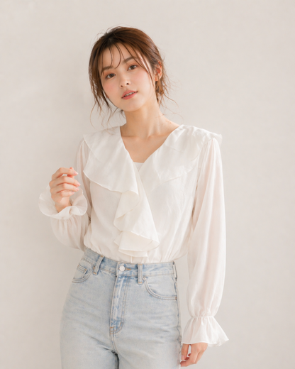 Ruffle V-Neck Blouse