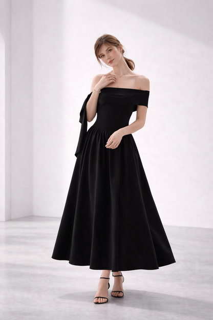 Noir Off-Shoulder Volume Dress