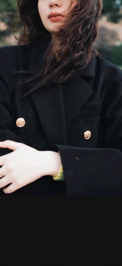 Quilted Golden Button Tailored Coat
