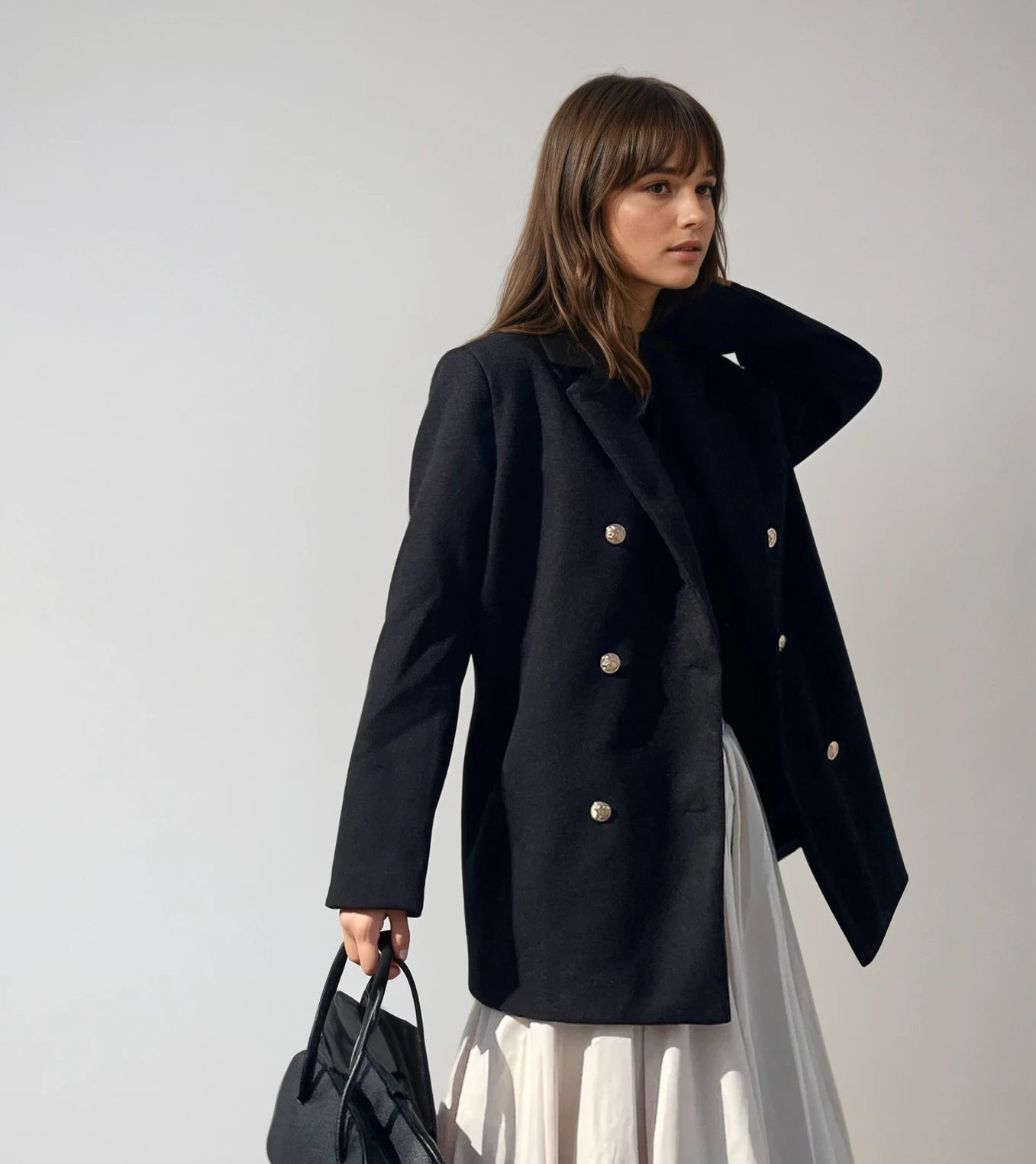 Quilted Golden Button Tailored Coat